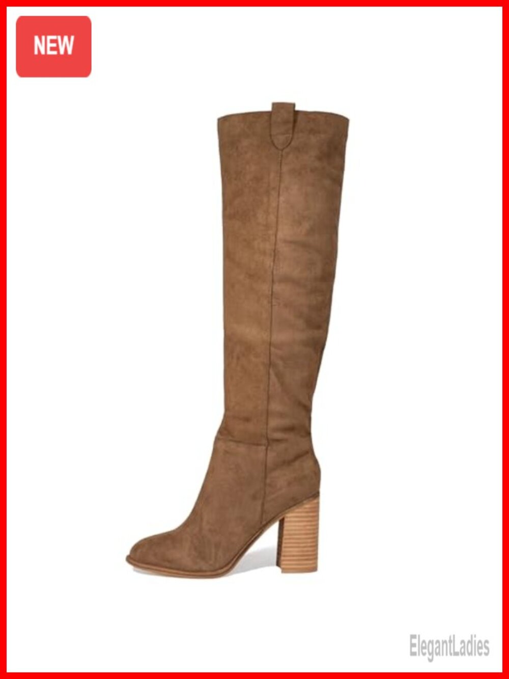 Suede Knee High Boots Tall Slouch Chunky Block Heel Women's